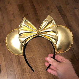 Gold mouse ear headband, 50th celebration Minnie ear, gold mickey ears