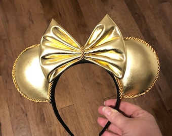 Gold mouse ear headband, 50th celebration Minnie ear, gold mickey ears