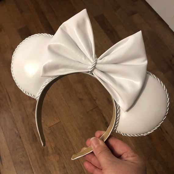 White Mickey Ears White Minnie Ears Faux Leather Ears for  display picture 1
