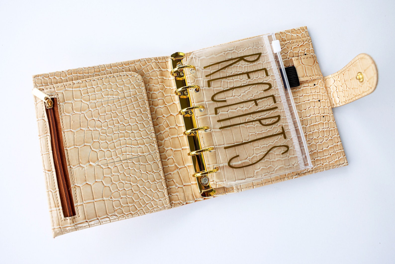 A7 Cash Envelope Wallet Beige Croc Vegan Leather A7 Budget Etsy