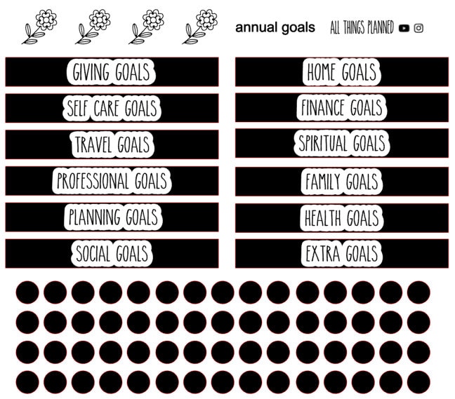 Annual Goals Stickers | Planner Stickers | Sticker Sheet