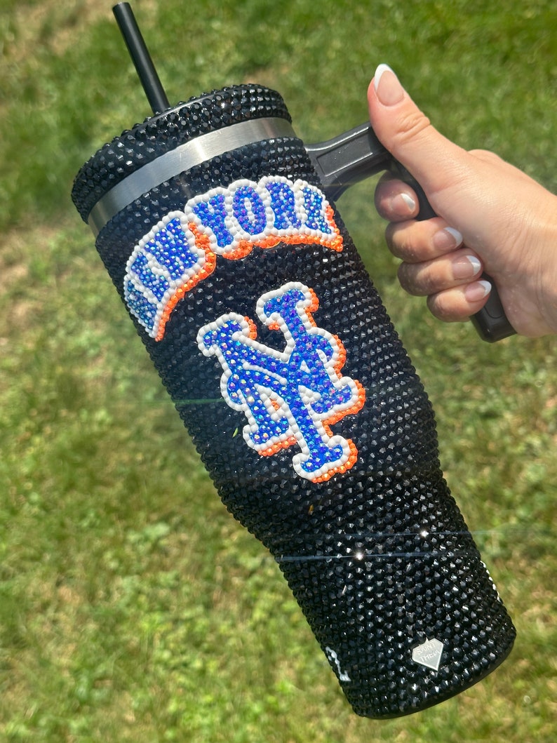 Baseball Bling Cup 40oz / Mets New York Blue Orange Black Etsy