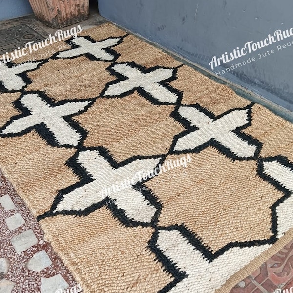 Natural white Plus Rug • Jute Runner rug • Bedroom Rug • Braided Rug • Rugs for living room • Jute Runner Rug • Boho Rug • Eco Friendly Rug