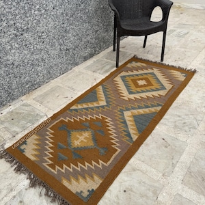 4x6, 5x8, 6x9, 8x10, 9x12 Kilim Rug Handwoven, Wool And Jute rug Handmade, Kilim Dhurrie Rug, Traditional Indian Wool Jute Rug