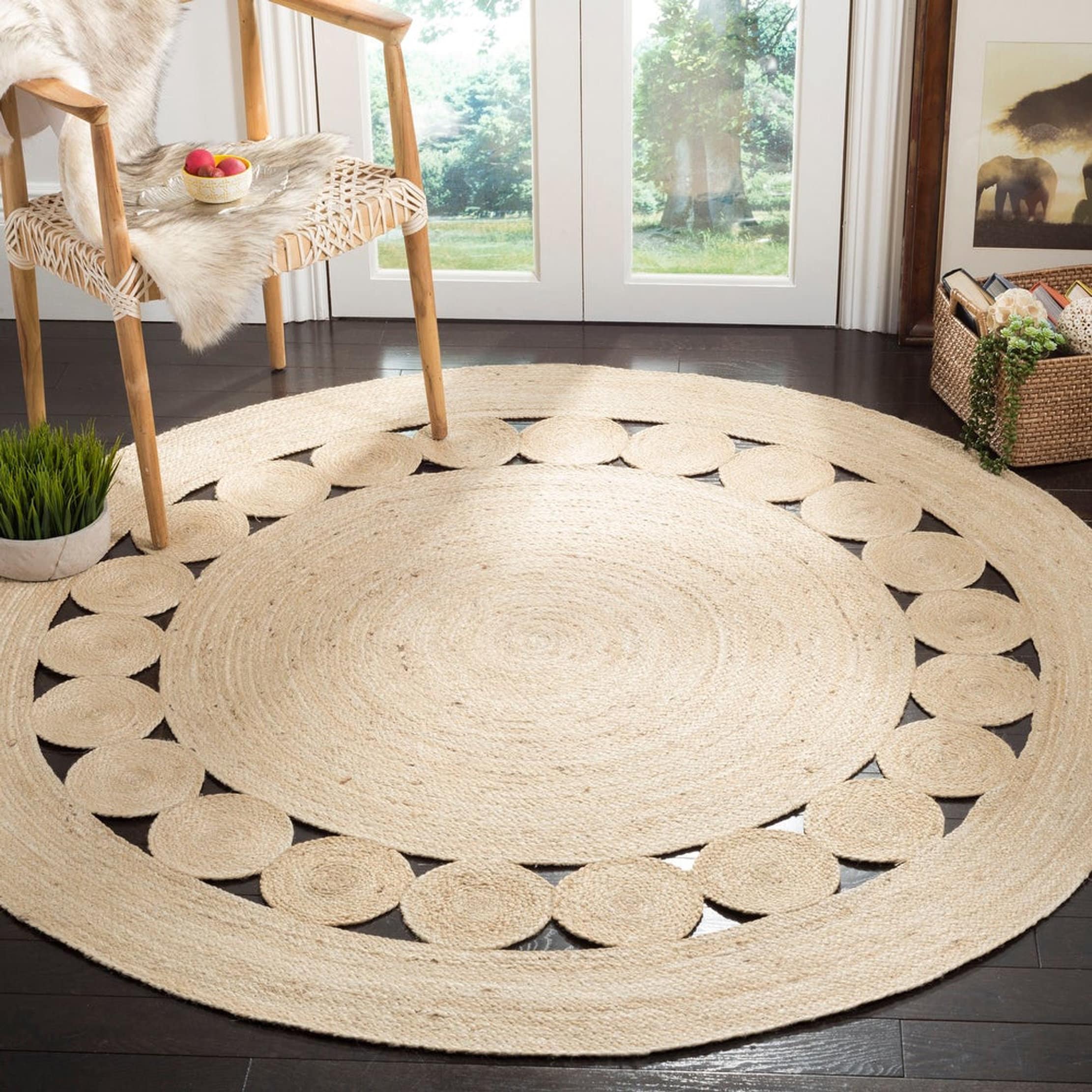 Indian Carpet 8x8 Ft. Round Table Rug Palm/Hemp rug/Rug/Area Etsy