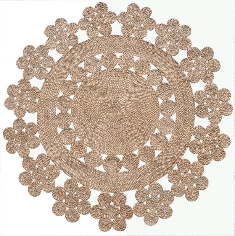 8x8 Ft. Round Table Rug in Palm/Hemp rug/Rug/Area Rugs/Floor Etsy