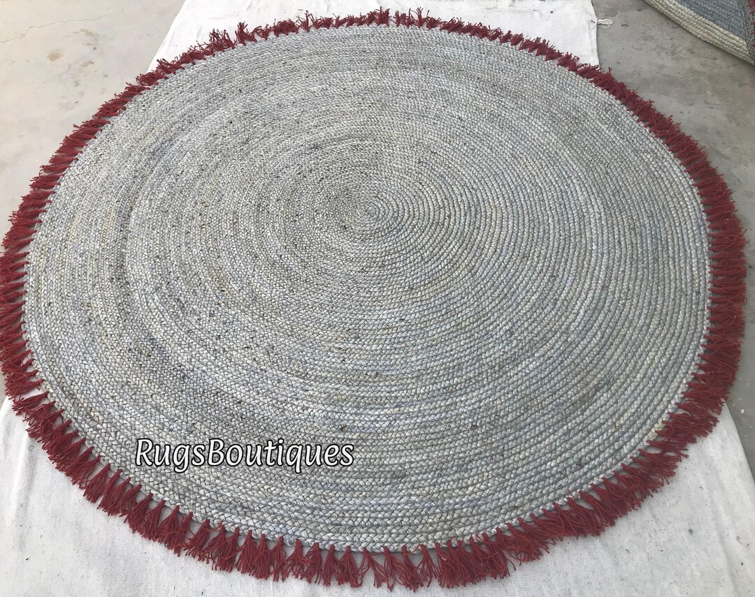 Round Rug Handmade Indian Handmade Natural Hemp Jute Round Rug, Bedside Round Rug, Circle ...