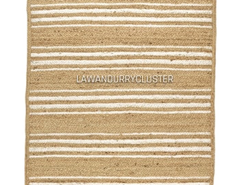 Hand Braided Jute Rug, Natural Fiber Runner, Bohemian Living Room Décor