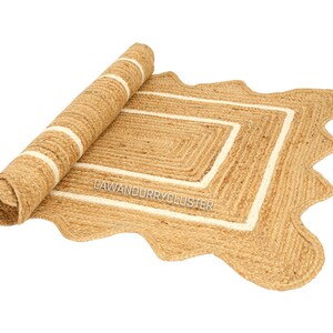 Jute Rug - Scalloped Rug, Jute Scalloped Rug, Bohemian Scalloped Rug, Jute Area Rug, Jute Rug Rectangular, Jute Scalloped Rug Custom Rug