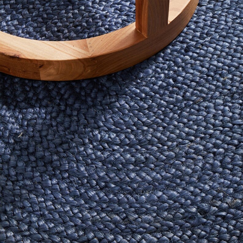 Oval Navy Jute Rug Natural Jute Rug Handmade Braided Rug Etsy