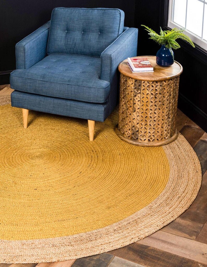 8x8 Ft. Round Table Rug in Palm/Hemp rug/Rug/Area Rugs/Floor Etsy