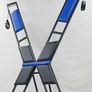 MATURE / Portable Cross Restraint Playroom Dungeon Furniture Blue Color