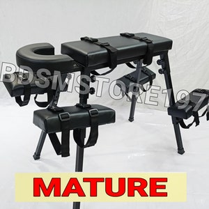 MATURE /  Spanking Portable Bench with Headrest Black Color Bench