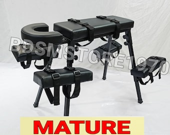 MATURE /  Spanking Portable Bench with Headrest Black Color Bench