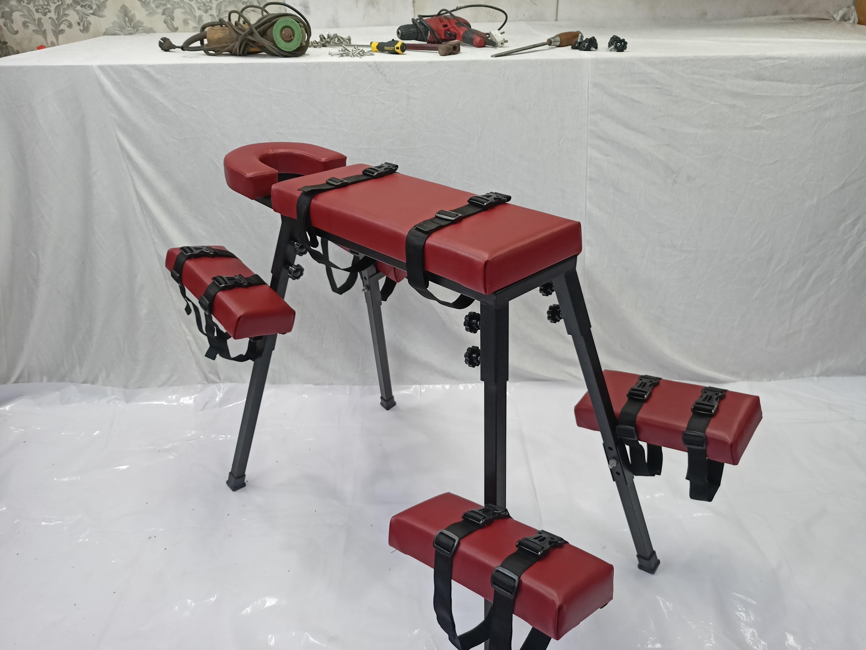 Banc De Fessée Portable BDSM Couleur Vin Avec Appuie-tête - Chaise érotique Pour Jeux D'adulte
