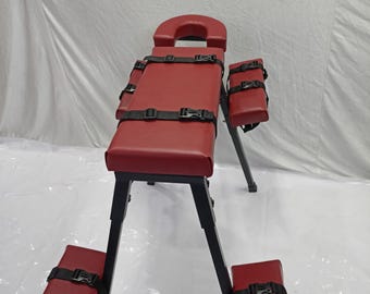 Banc De Fessée Portable – Couleur Vin – Avec Appuie-tête – Pour Pratique BDSM
