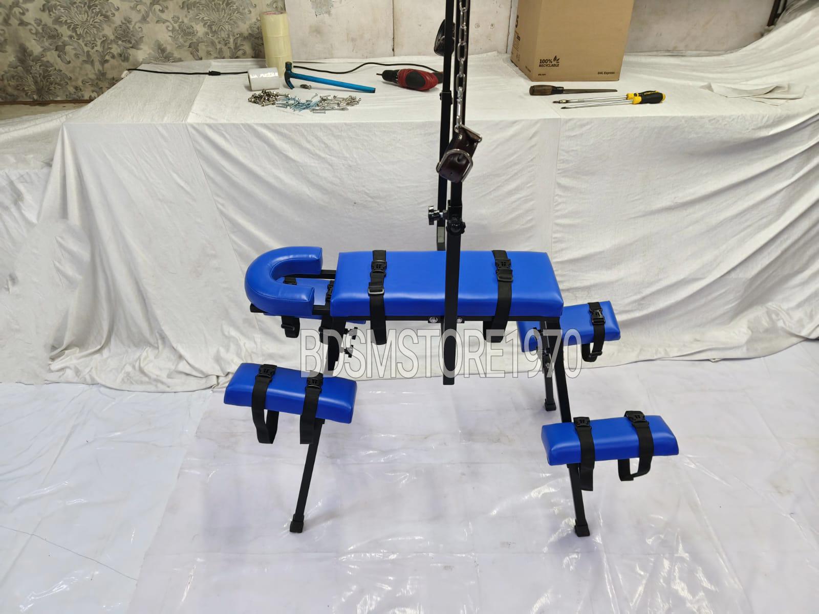 Flogging Chair MATURE / Portable Bench Blue Color Spanking Dungeon Playroom Furniture ...