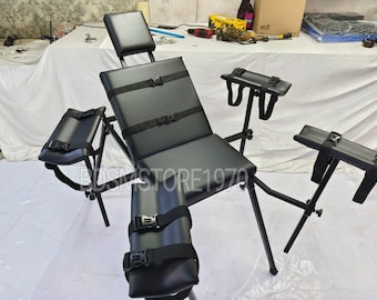 Sedia per sculacciate mature/BDSM con supporti per mani e gambe, colore nero, mobili per sala giochi