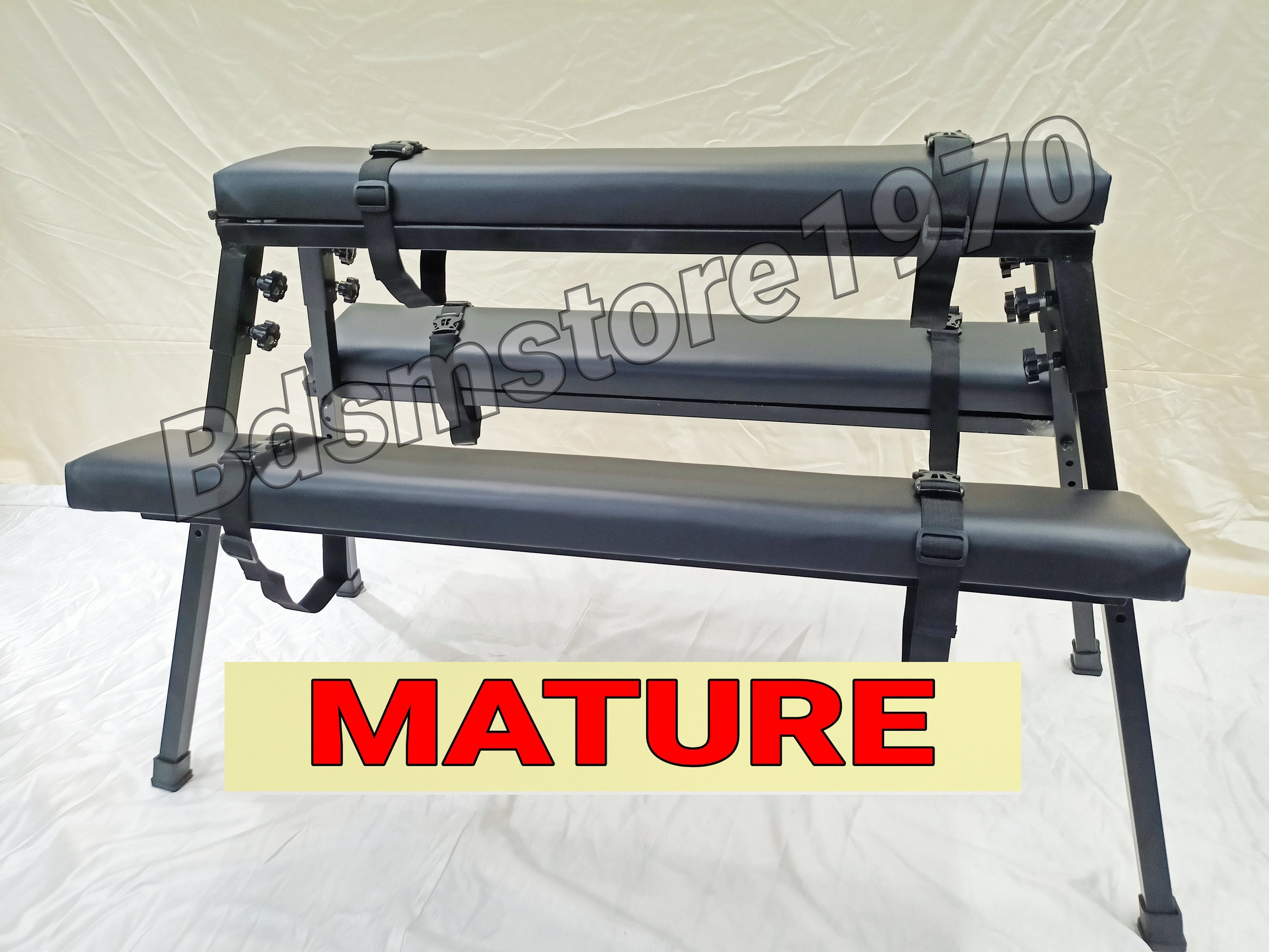 MATURE / Portable Bench with Adjustable Height Black Color
