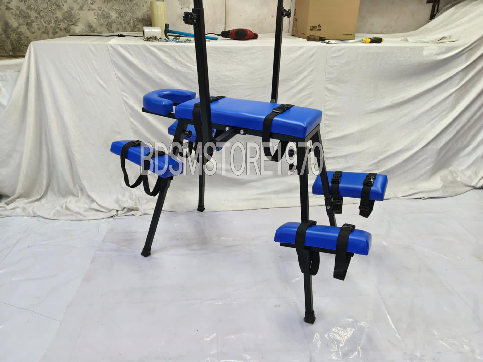 Flogging Chair MATURE / Portable Bench Blue Color Spanking Dungeon Playroom Furniture ...