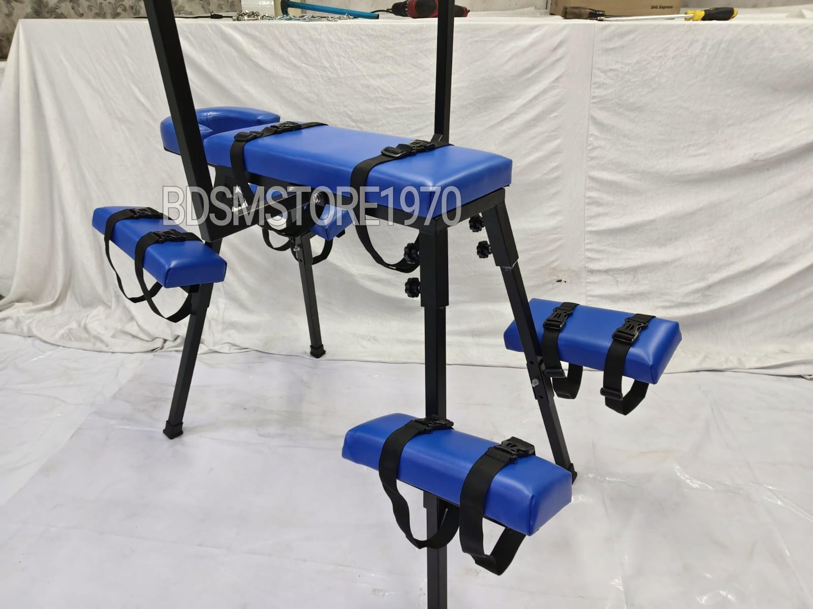 Flogging Chair MATURE / Portable Bench Blue Color Spanking Dungeon Playroom Furniture ...