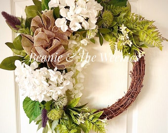 Christmas, WINTER, WREATH For Front Door UK, Half Wreath, Year Round, Autumn, Floral, Large, Outside, Farmhouse, Decorations. Del Included