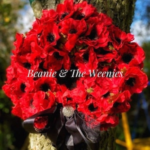 Poppy Wreath For Front Door, Remembrance, Red, Artificial, Faux, With Poppies, Memorial, Lest We Forget Sign, November Birthday Gift. UK