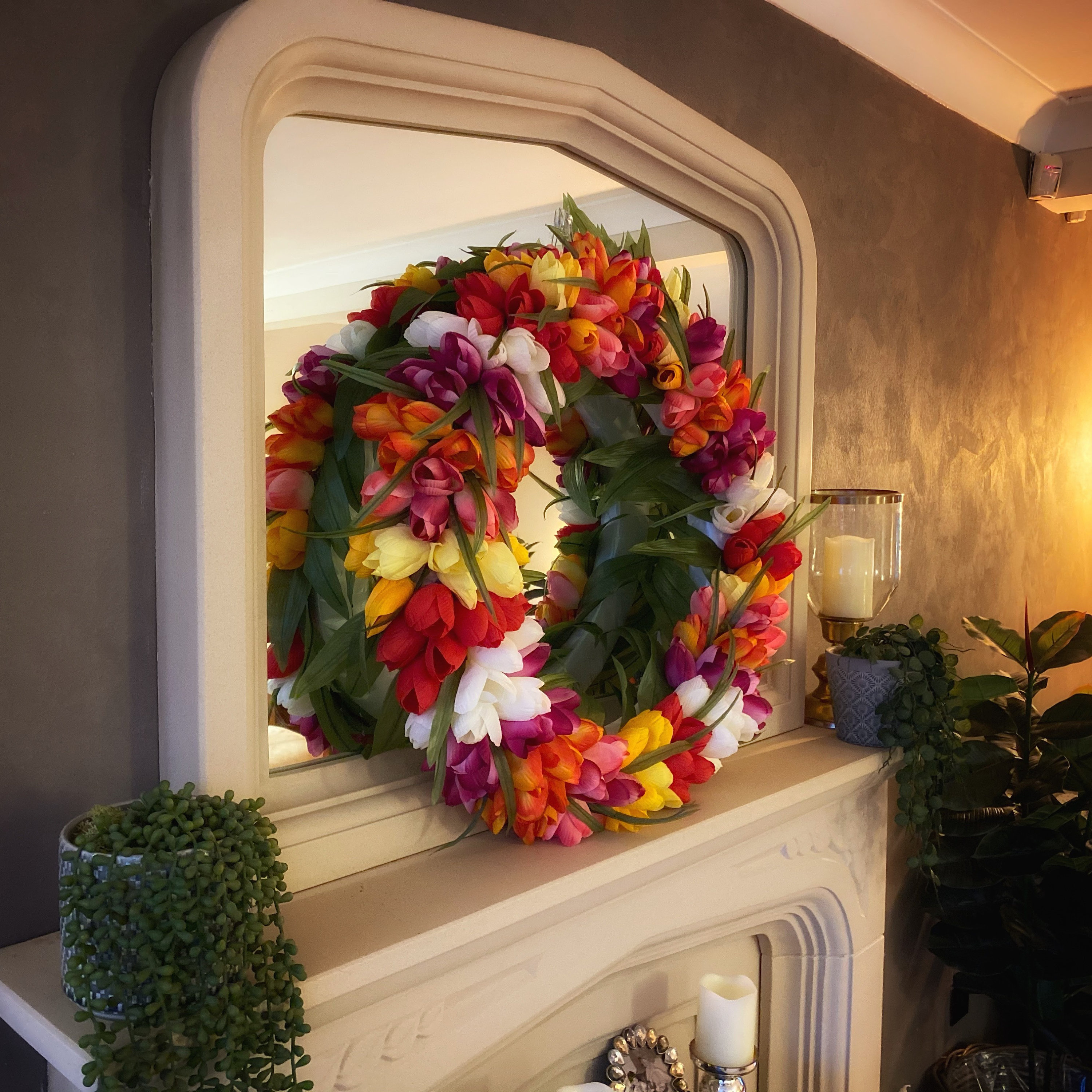 Ghirlanda Primavera 45 Cm Con Fiori Artificiali - Decorazione Porta D'ingresso O Tavolo, Fogliame Realistico - Foto 10