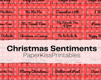 Christmas Sentiments - Download File of Holiday Words and Phrases for Greeting Cards, Junk Journals, Paper Crafting