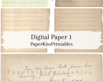 Vintage Papers - 5 Digital Download Sheets of 8.5x11 Vintage Distressed Papers for Junk Journals and Paper Crafts