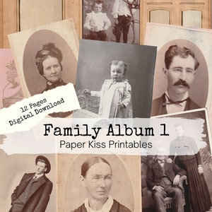 16 Digital Vintage 19th Century Photos, Portraits of Men, Women, Children, Couples, Album Mattes, Backs with Studio Info, Journals, Ephemera