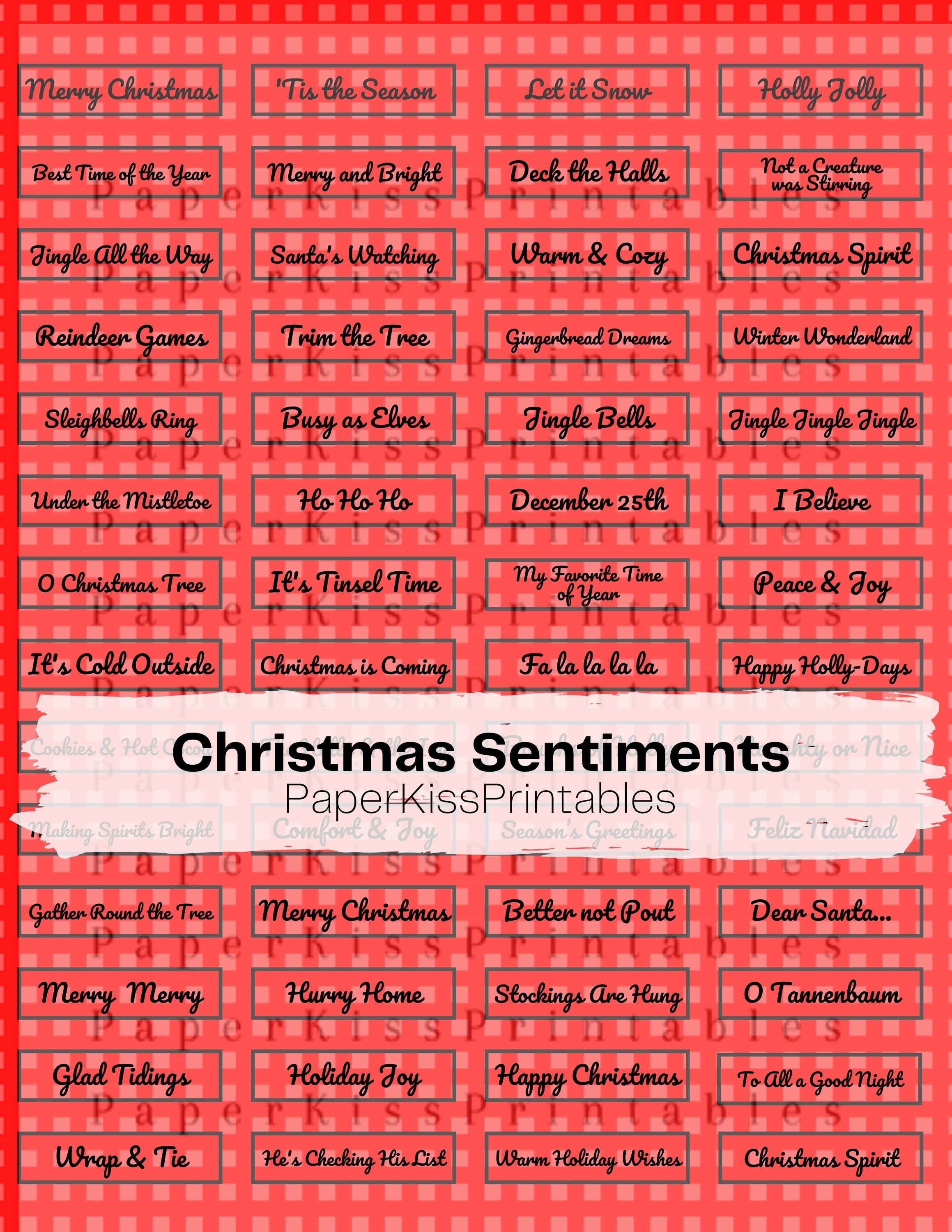 Christmas Sentiments Download File of Holiday Words and - Etsy Sweden