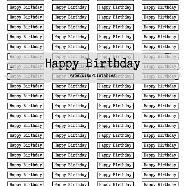 Happy Birthday Black and White Typewriter Text Panels Digital Download for Cardmaking