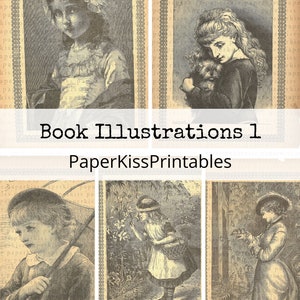 Illustrationen 1 - Digitaler Download von Vintage Buch Zeichnungen Illustrationen von Kindern und Frauen