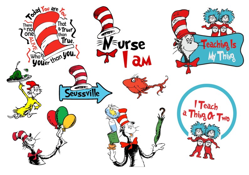Download 100 Dr. Suess Bundle SVG PNG DXF Teacher Cute File Svg for | Etsy