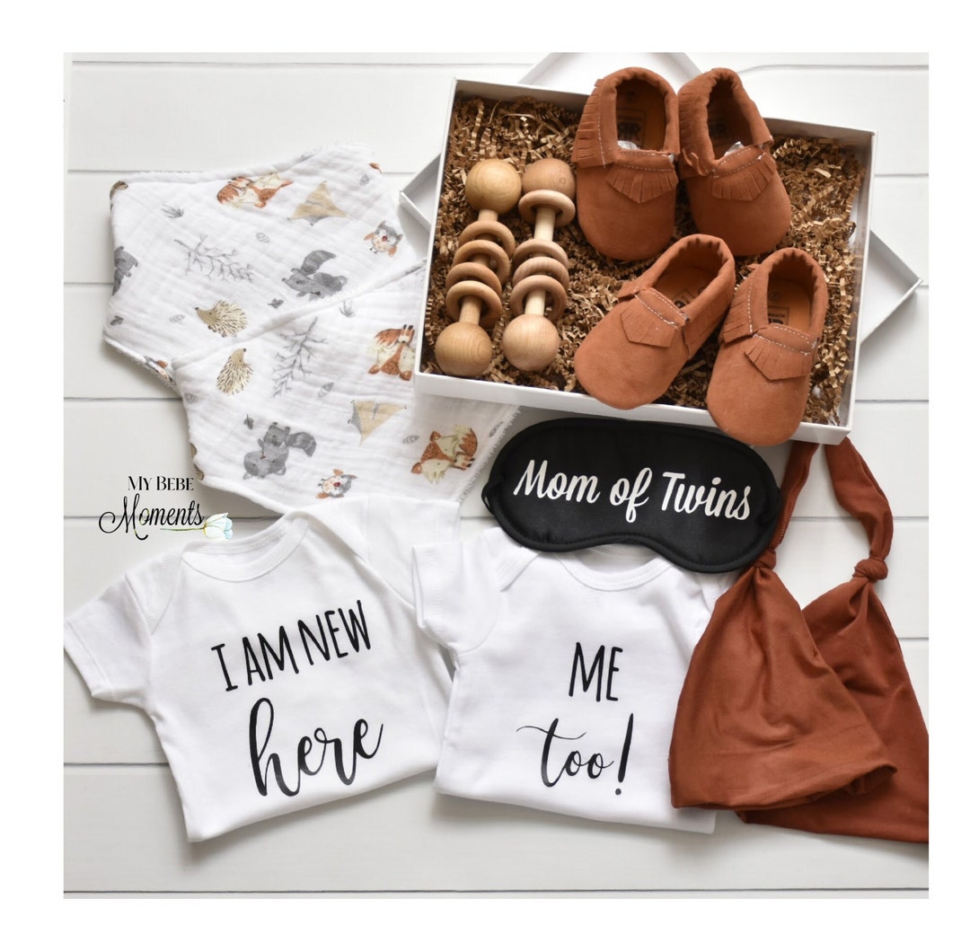 New Mom Gift Unique Twins Baby Shower Gift Box Bibs for Etsy