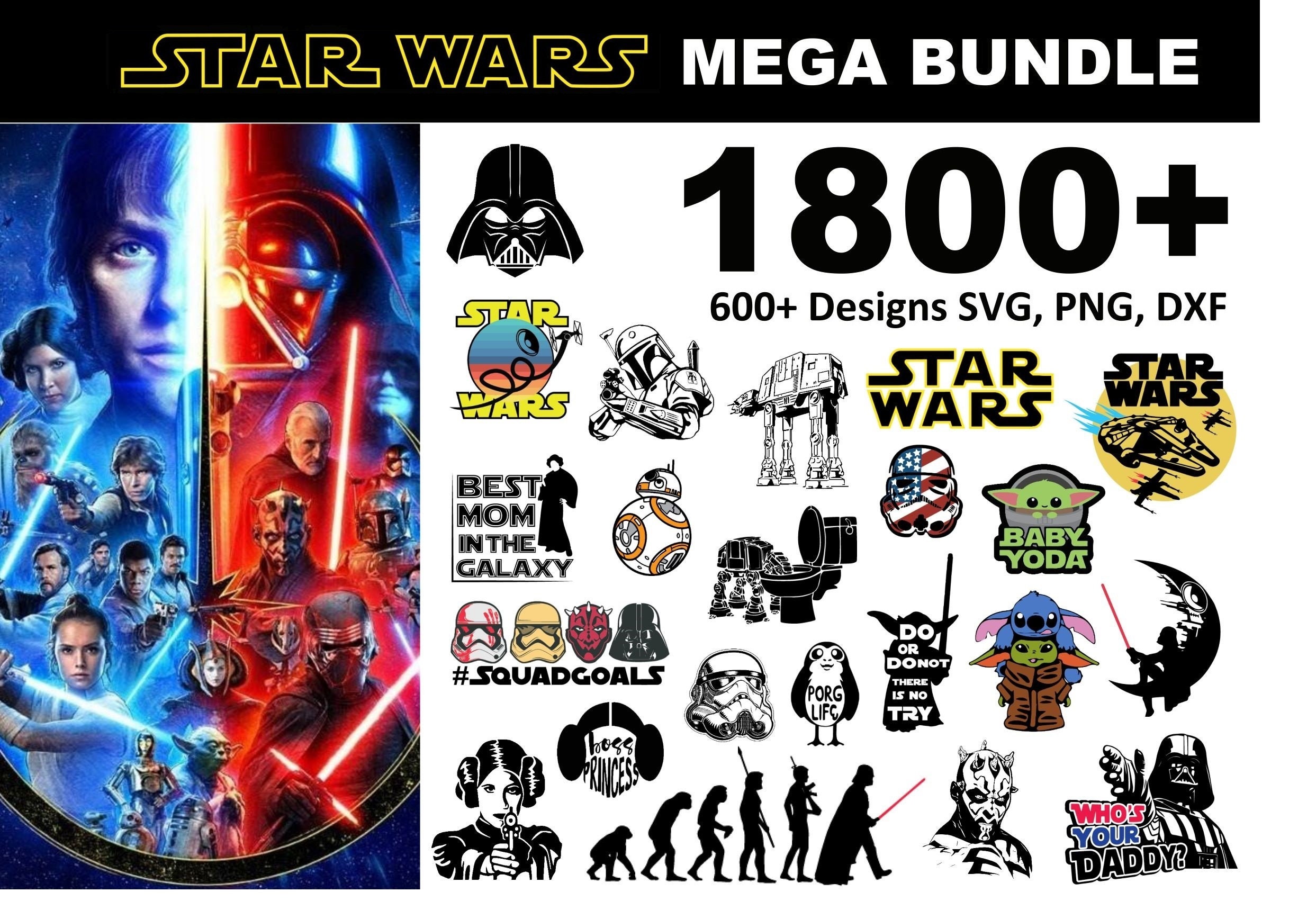 Download 1800 Star Wars Svg Mega Bundle