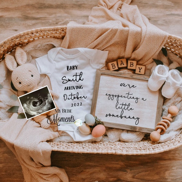 Easter Neutral Pregnancy Announcement Digital - pregnancy announcement digital - virtual- Digital Pregnancy Announcement Long Distance