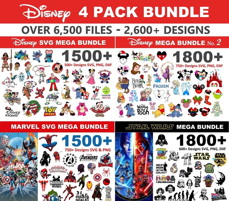 Download 6500 Disney FOUR PACK SVG Mega Bundle Star Wars Mega Bundle | Etsy