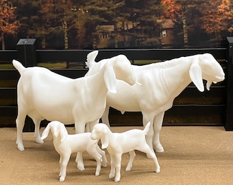 3D Printed Nubian Milk Goat Family for Breyer Model Horses Etc Companion Animal Farm Scene Nanny Doe Buck Kid
