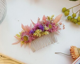 Summer Flower Comb Wedding, Dried flower Hair comb, rustic floral hair comb, floral hair comb, elegant hair comb, bridal hair accesories