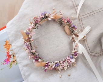 Ruby Flower Crown ,Pink Flower Crown, Dried Flower Crown, Handmade Hair Crown, Hair Accessories, Handmade Wreath, Flower Wreath