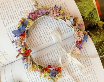 Summer Flower Crown ,Colourful Flower Crown, Dried Flower Crown, Handmade Hairband, Handmade Accessories, Handmade Wreath, Flower Wreath