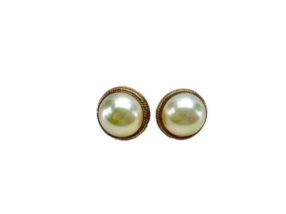 Vintage Castlecliff Gold Tone Faux Pearl Clip On … - image 1