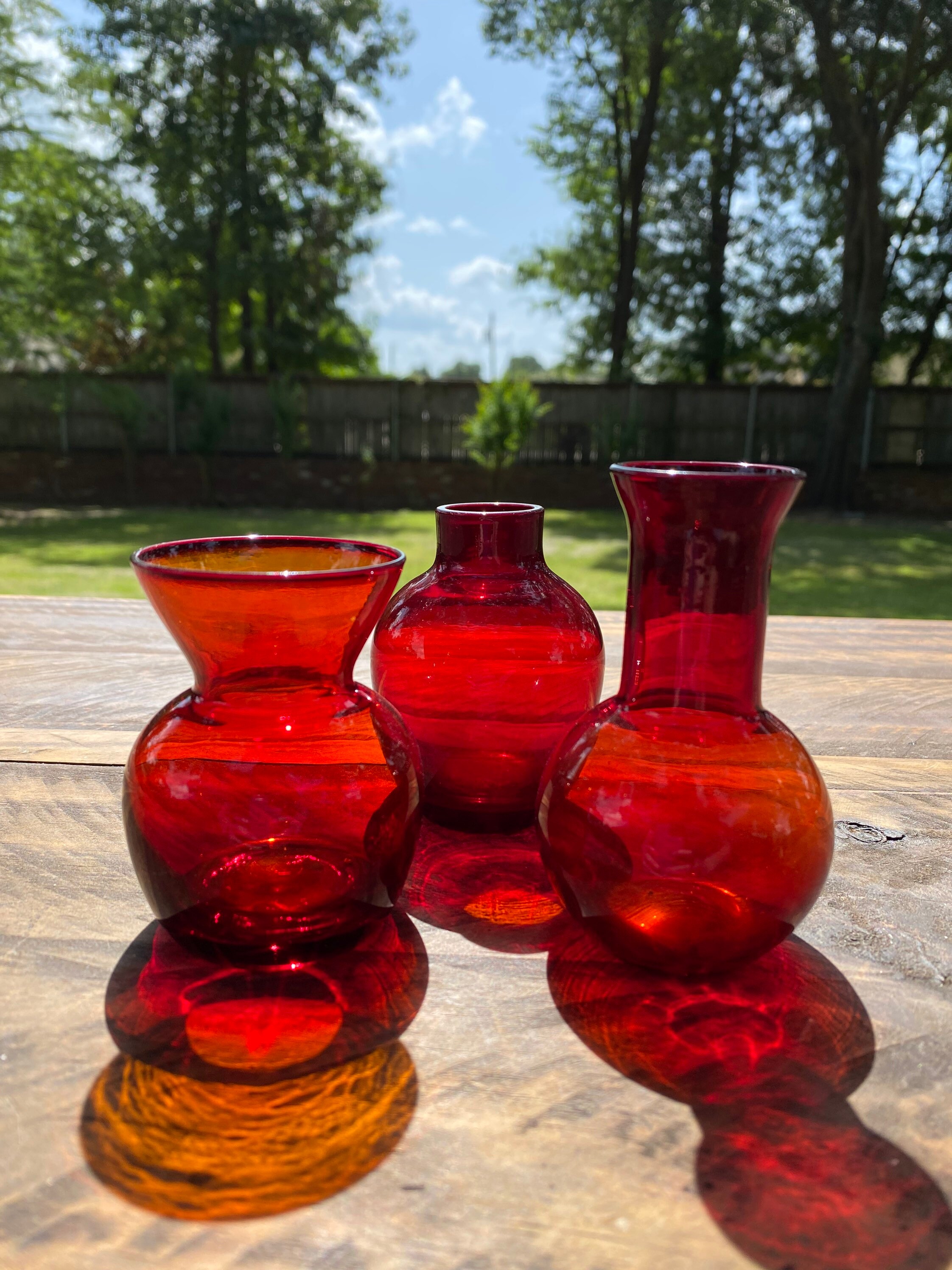 Mini Red Vases Small Ruby Glass Vases Etsy