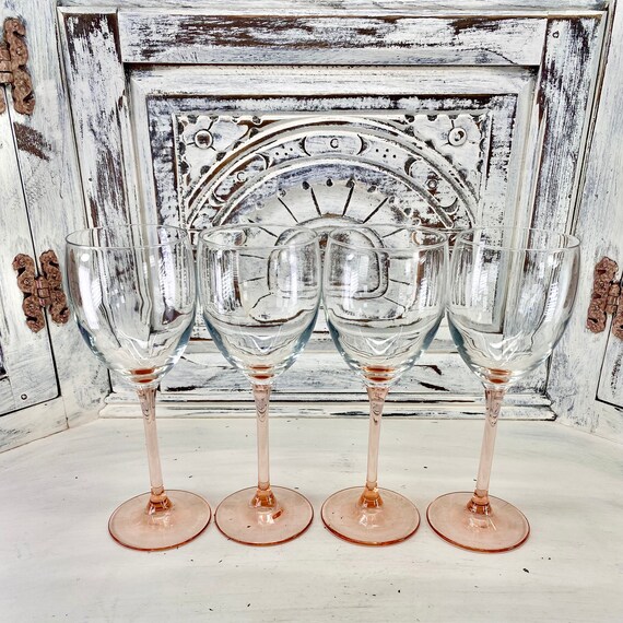 Pink Stemmed Wine Glasses by Luminarc Rose by CRISTAL Etsy