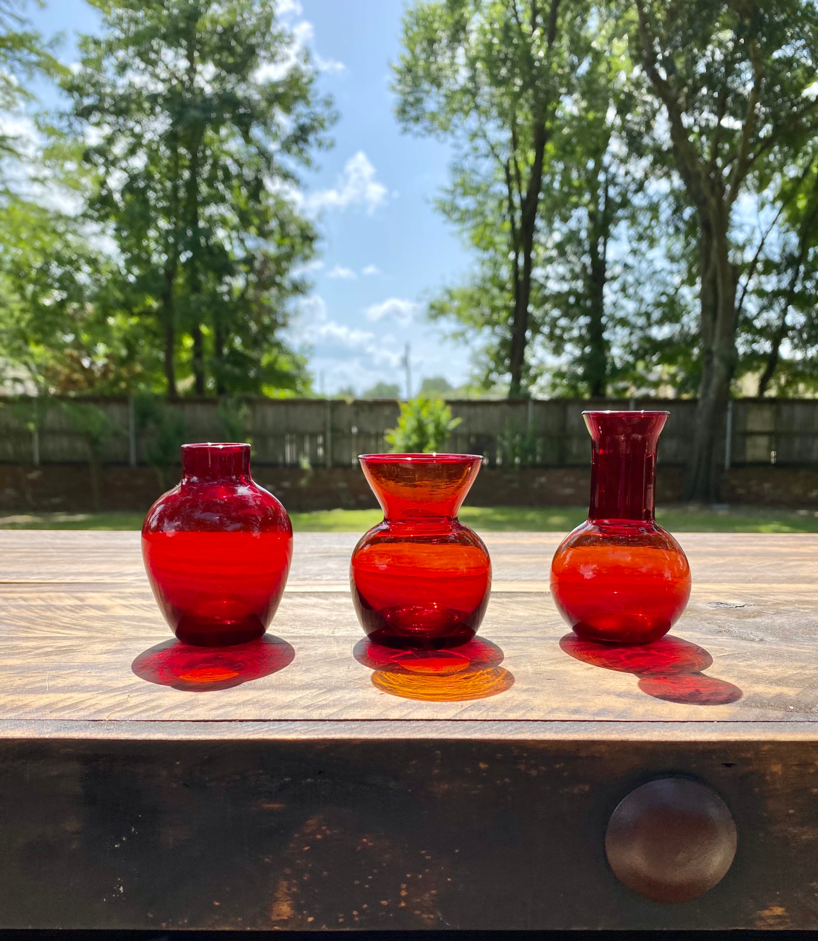 Mini Red Vases Small Ruby Glass Vases Etsy