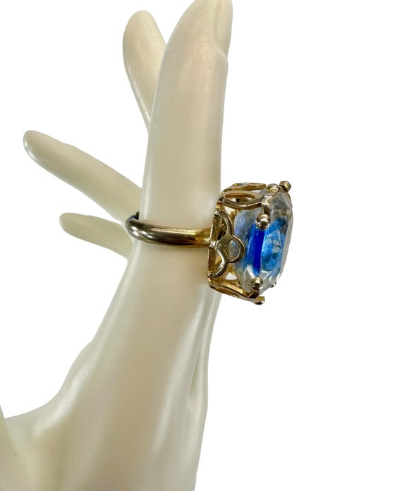 EMMONS Blue Starburst Ring, Blue Stone Cocktail Ring Gem