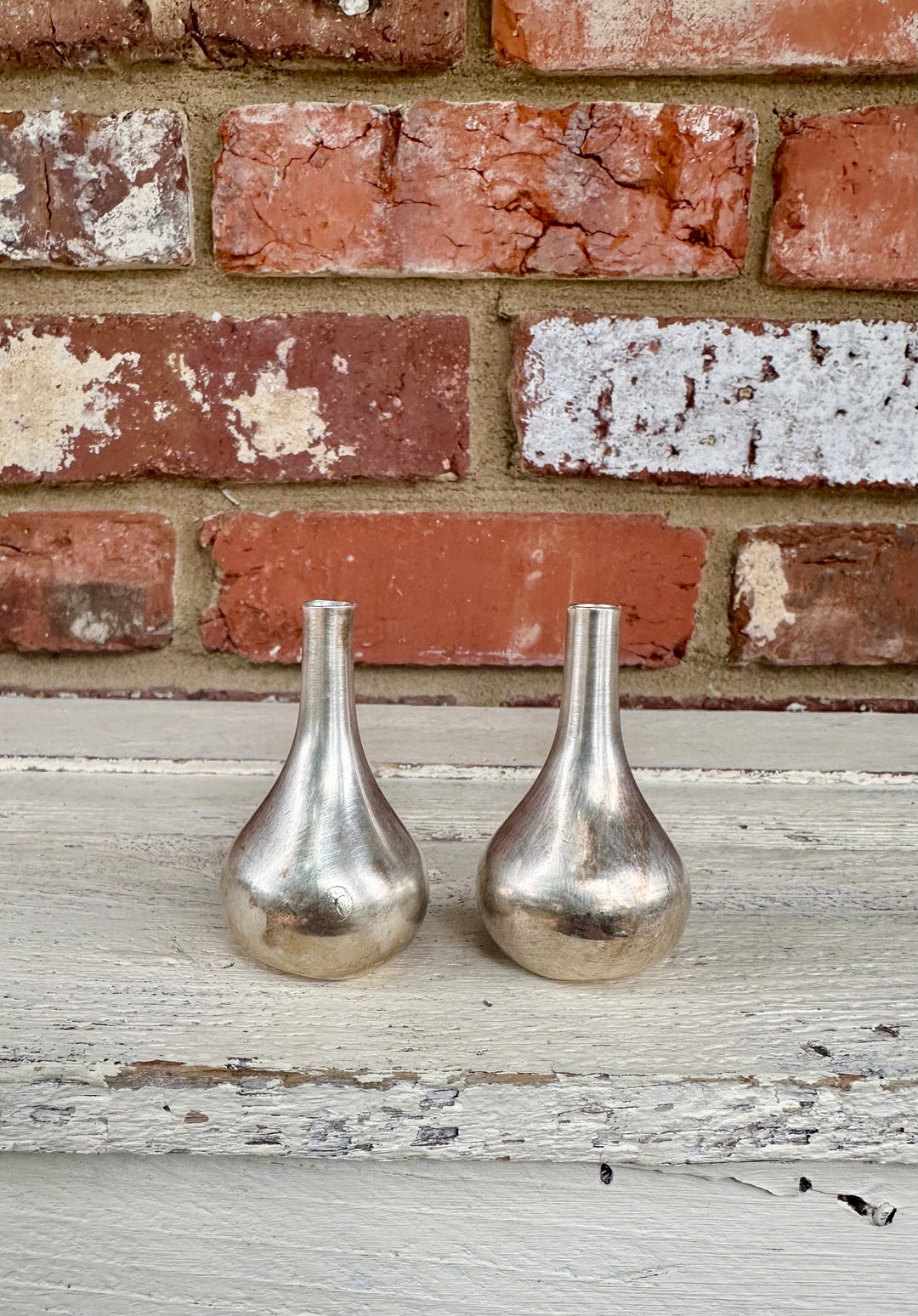Pair tiny taper holders vintage silverplate candle holders dansk