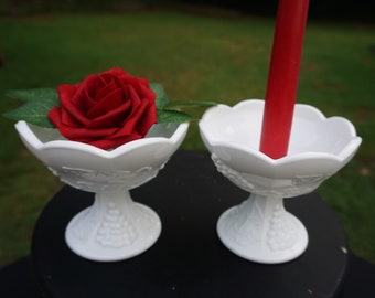 Milk Glass Candlestick Holders Set of 2